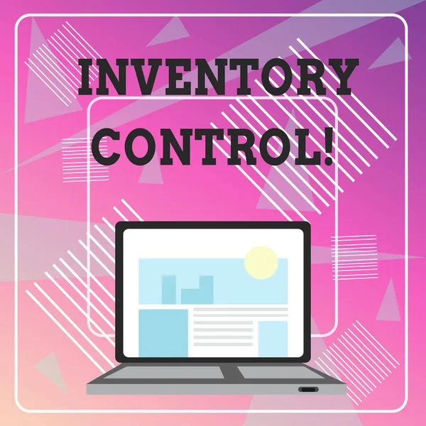 Word writing text Inventory Control. Business concept for regulating and maximising your company s is inventory Open Modern Laptop Switched On with Website Homepage on Screen Web Search.