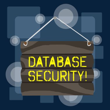 El yazısı metin yazma veritabanı güvenliği. Kavram anlamı güvenlik denetimleri ödün karşı veritabanları korumak için boş Imza plakası kanca. Hang için Lope ile boş ahşap tabela.