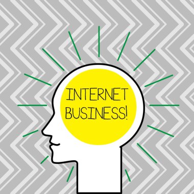 Internet Business gösteren metin işareti. Online gerçekleşecek kavramsal fotoğraf iş veya ticari işlemler anahat siluet ınsan kafası ışık Rays boş metin alanı ile çevrili.
