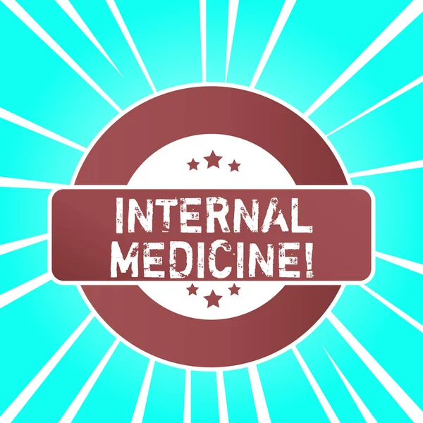 Handwriting text writing Internal Medicine. Concept meaning dedicated to the diagnosis and medical treatment of adults Colored Round Shape Label Badge Stars Blank Rectangular Text Box Award.