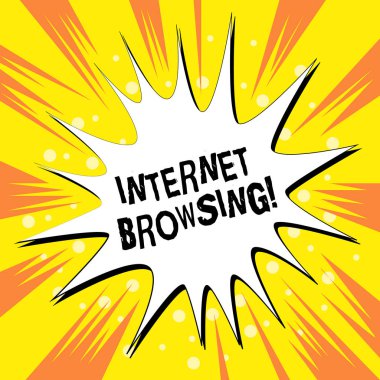 Internet tarama yazma el yazısı metin. Kavram anlamı ACT bilgi kümesi aracılığıyla hızlı boş Spiky ve pürüzlü Iletişim kutusu patlama metin balon renkli arka plan bakarak.