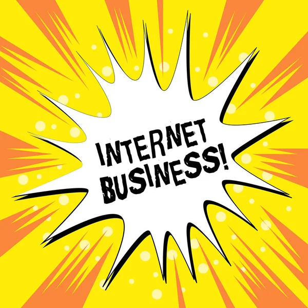 Χειρόγραφη γραφή στο Internet Business. Έννοια που σημαίνει επιχειρηματικές ή εμπορικές συναλλαγές που λαμβάνουν χώρα σε απευθείας σύνδεση κενή αγκαθωτό και ακανόνιστη παράθυρο διαλόγου έκρηξη κείμενο μπαλόνι έγχρωμο φόντο. — Φωτογραφία Αρχείου