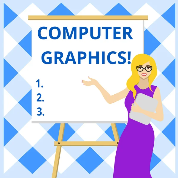 显示计算机图形的概念手写。商业照片, 展示在展台展示的显示器上显示的数据的视觉表现 "女性眼镜". — 图库照片