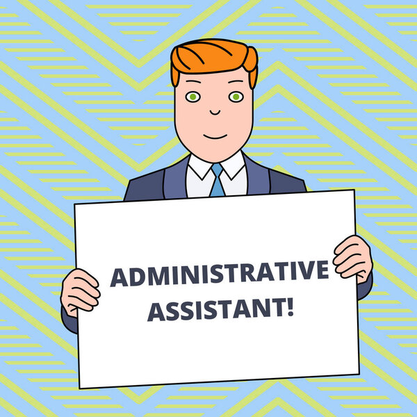 Текстовый знак, показывающий помощника администратора. Концептуальные фото Администрация Поддержки Специализированные Духовные Задачи Улыбающийся Человек Держа Формальный Костюм Большой Пустой Плакат Совет перед собой
.