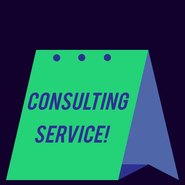 Texte manuscrit Consulting Service. Concept signifiant experts qui offre des connaissances à un tiers moyennant des frais Conception moderne et simple du calendrier à l'aide de papier plié dur . — Photo