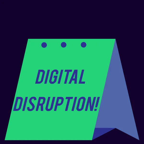 Handwriting text Digital Disruption. Concept meaning Changes that affect technology markets Product makeover Modern fresh and simple design of calendar using hard folded paper material.