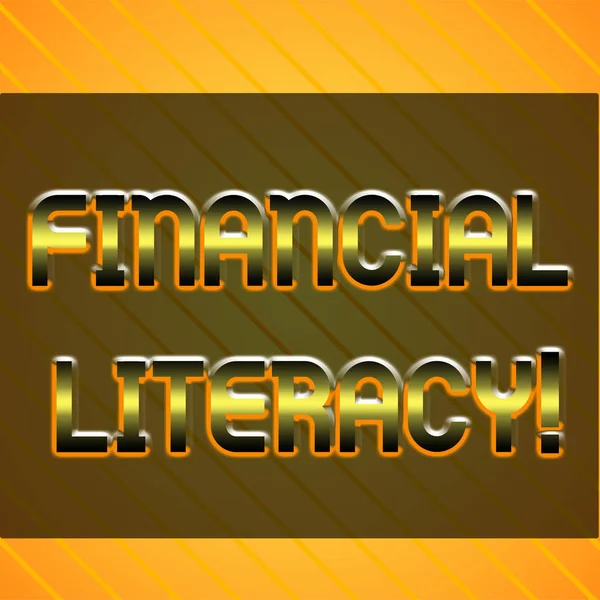 Word writing text Financial Literacy. Business concept for Understand and knowledgeable on how money works Infinite Diagonal Pattern Yellow Stripes Slanting Lines Matching Background.