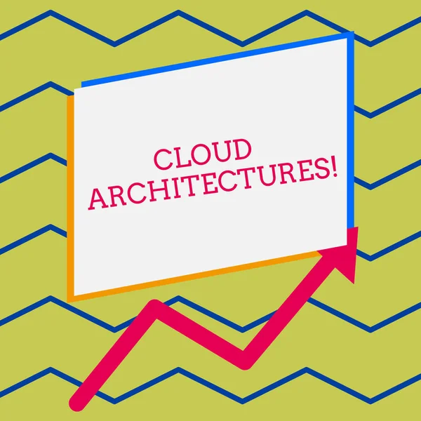 Word writing text Cloud Architectures. Business concept for Various Engineered Databases Softwares Applications Irregular edging arrow line on the bottom of parallelogram blank papers.