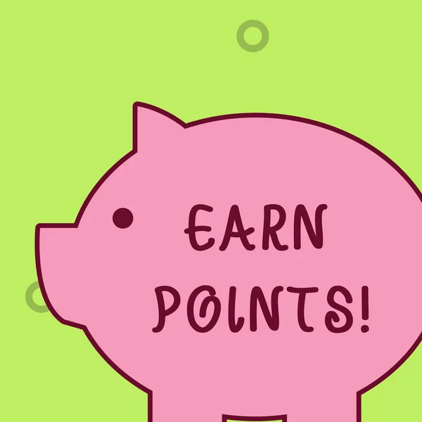 Handwriting text writing Earn Points. Concept meaning collecting big scores in order qualify to win big prize Fat huge pink pig plump like piggy bank with sharp ear and small round eye.