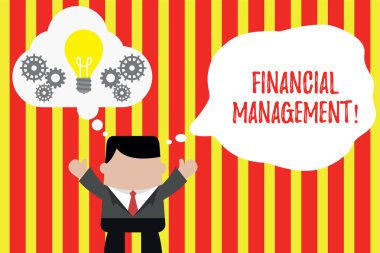 Mali yönetim gösteren Not yazma. Para ve fon yönetmek için verimli ve etkili bir yol vitrinde iş fotoğrafı adam el kadar hayali kabarcık ampul birlikte çalışıyor.