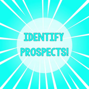 Umutları belirle işaretini gösteren metin işareti. Kavramsal fotoğraf olası müşteri Ideal müşteri potansiyel bağış Sunburst patlama farklı boyut beyaz kirişler Halftone merkezi perspektif.