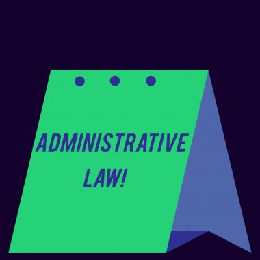 El yazısı metin Idari hukuku. Kavram anlam kurallar yönetmeliklerin vücut bir hükümet tarafından oluşturulan siparişler sert katlanmış kağıt malzeme kullanarak takvim modern taze ve basit tasarım.