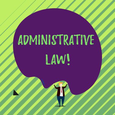 El yazısı metin Idari hukuku. Kavram anlam kurallar yönetmeliklerin vücut bir hükümet tarafından oluşturulan emir erkek insan giyim resmi smokin tutmak asimetrik şekil kabarcık her iki elini kullanın.