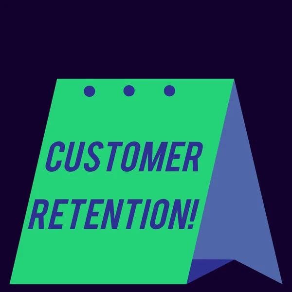 Handwriting text Customer Retention. Concept meaning Keeping loyal customers Retain analysisy as possible Modern fresh and simple design of calendar using hard folded paper material.