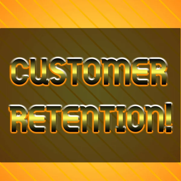 Word writing text Customer Retention. Business concept for Keeping loyal customers Retain analysisy as possible Infinite Diagonal Pattern Yellow Stripes Slanting Lines Matching Background.