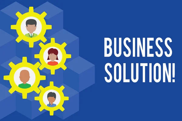 Текст для написания слов Business Solution. Бизнес-концепция для услуг, которые включают в себя стратегическое планирование и оценку Gearshaped картинка рамка семьи украшение мать отец дочь сын фото . — стоковое фото