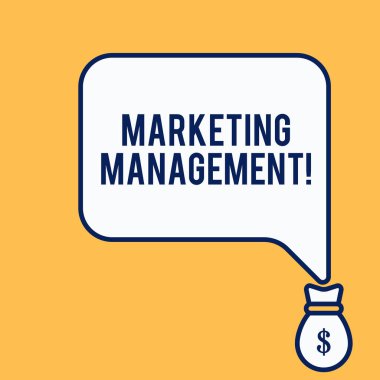 Word yazma metin pazarlama yönetimi. Geliştirmek için iş kavramı reklam yeni bir ürün veya hizmet tanıtmak Izole ön görünüm konuşma kabarcık dolar aşağı işaret USD para çantası simgesi.