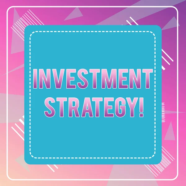 Scrivere testi Word Strategia di investimento. Business concept for Set of Rules Procedures Behavior a Guide to an Investor Dashed Stipple Line Blank Square Colored Cutout Frame Bright Background . — Foto Stock