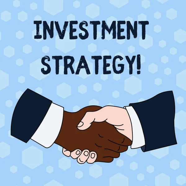 Scrivere testi Word Strategia di investimento. Business concept for Set of Rules Procedures Behavior a Guide to an Investor Hand Shake Multirazziale Maschio Business Partner Colleghi Abito camicia formale . — Foto Stock