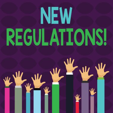 El yazısı metin yazma yeni yönetmelikler. Kavram anlamı kuralları hükümet sipariş kontrol bir şey yaptı birkaç Işadamları baş yukarı büyütmek eller, palmiye cephe ön.