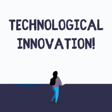 El yazısı metin yazma teknolojik yenilik. Kavram anlamı yeni buluş teknik bilgi ürün geri görünüm genç uzun saç kadın tutan boş kare duyuru tasarım.