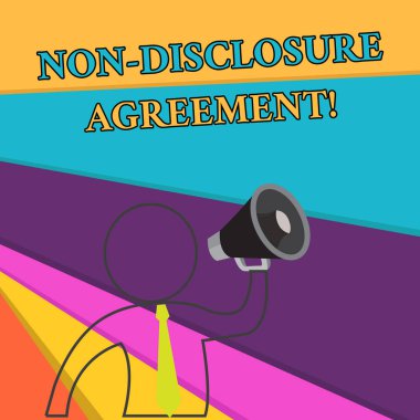 El yazısı metni bilgilendirme sözleşmesi. Kavram anlamı yasal sözleşme gizli malzeme veya bilgi anahat sembol Man hoparlör yapma duyuru talimat verme.