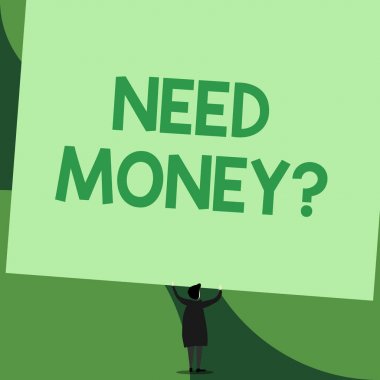 El yazısı metin yazma Ihtiyacı para soru. Eğer o nakit ya da Bouns ihtiyacı biri soran kavramı anlamı kredi almak geri görünüm ayakta kısa saç kadın elbise eller kadar boş dikdörtgen tutarak.