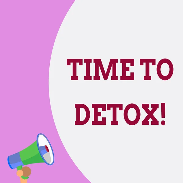 Segno di testo che mostra Time To Detox. Foto concettuale quando si purifica il corpo dalle tossine o smettere di consumare droga Mezza parte vuota enorme palloncino testo vuoto con piccolo megafono. Annuncio . — Foto Stock