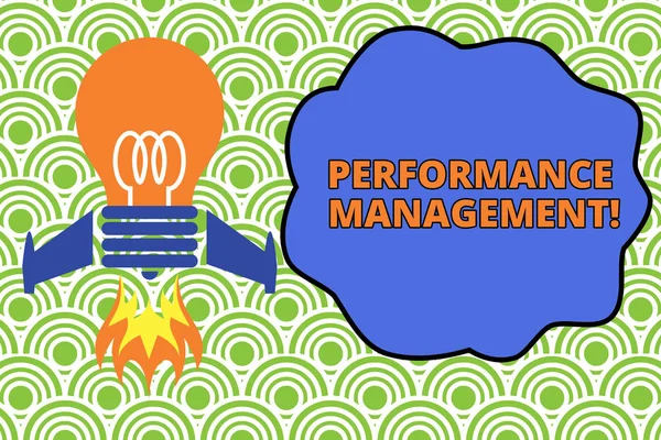 Texte d'écriture de mots Perforanalysisce Management. Concept d'affaires pour améliorer l'efficacité globale des employés Contribution Vue du dessus de la base de tir de fusée à ampoule. Début d'un nouveau projet. Idée carburant . — Photo