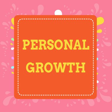 Kişisel Büyümeyi gösteren bir not yazıyorum. İş fotoğrafçılığı becerilerinizi geliştirin Yeni malzemeler öğrenin Kesilmiş Noktalı Çizgi Boş Renkli Kesme Çerçeve Parlak Arkaplan.