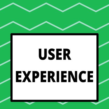 Kullanıcı Deneyimini gösteren bir not yazılıyor. İş fotoğrafı gösterimi web sitesi kullanılarak özellikle kalın siyah bir çerçeve içinde Büyük kare arkaplan kullanmanın ne kadar hoş olduğu açısından.