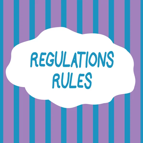 Text sign showing Regulations Rules. Conceptual photo Standard Statement Procedure govern to control a conduct Seamless Vertical Stripes Pattern in Blue and Violet Alternate Color Strip.