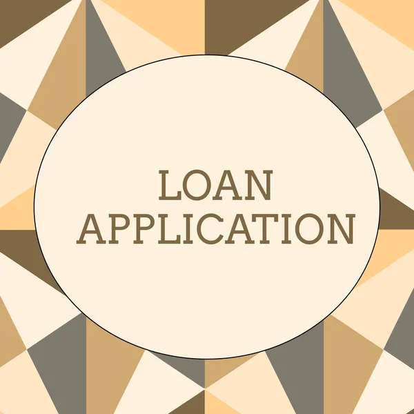 Handwriting text writing Loan Application. Concept meaning Document that provides financial information about borrower Obtuse Triangle Shape in Earth Tone Forming Mosaic and Stained Glass Pattern.
