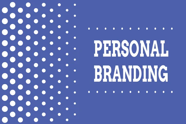 Escritura a mano escritura de texto Personal Branding. Concepto que significa Práctica de las Personas Comercializándose Imagen como Marcas Disminución de puntos tamaño fondo otra mitad sin dibujar. Lunares. . — Foto de Stock