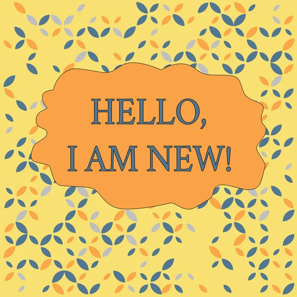 Text sign showing Hello I Am New. Conceptual photo introducing oneself in a group as fresh worker or student Seamless Endless Infinite Summer Autumn Leaf Texture Multicolored Pattern.