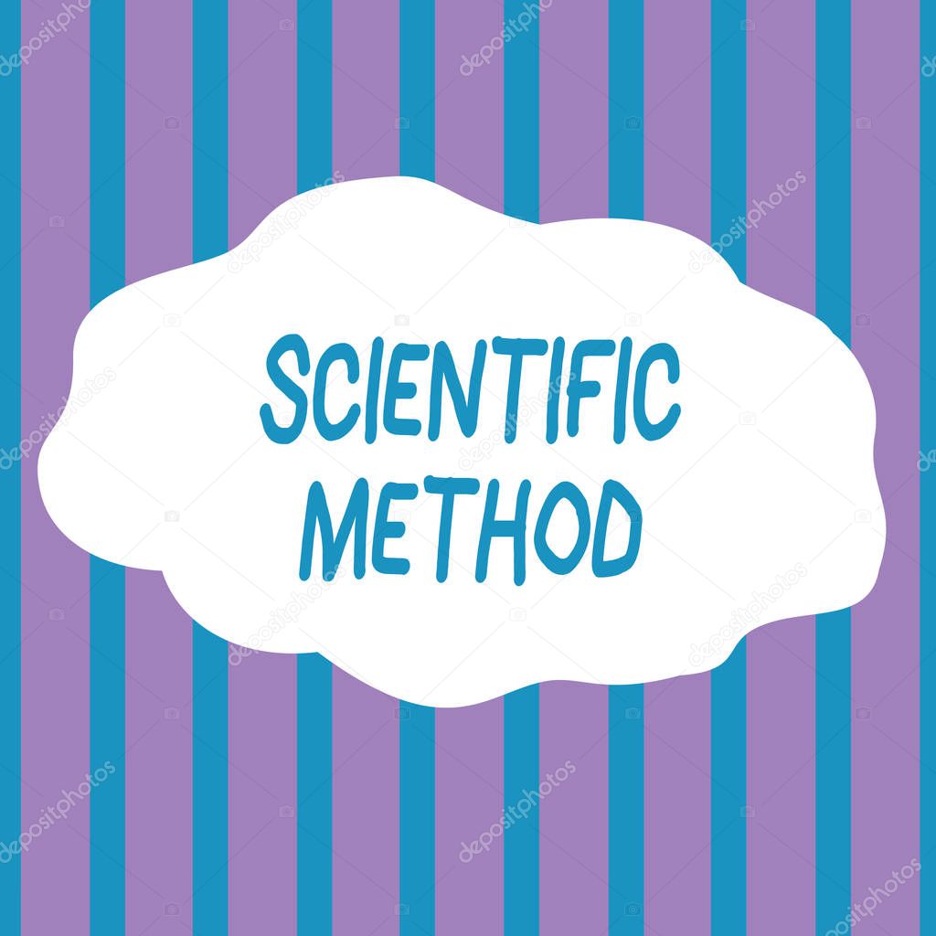 Text sign showing Scientific Method. Conceptual photo Principles Procedures for the logical hunt of knowledge Seamless Vertical Stripes Pattern in Blue and Violet Alternate Color Strip.