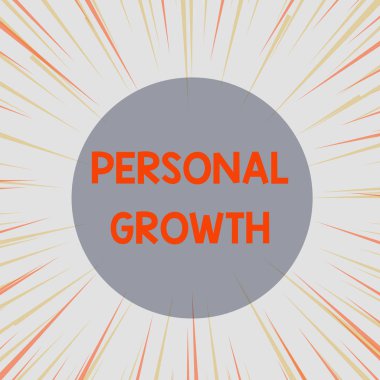 Kelime yazma metni Kişisel Büyüme. Yeteneklerinizi geliştirmek için iş konsepti Yeni malzemeler öğrenin Güneş patlaması Turuncu Pastel Işınlar Derinlik ve Perspektif.