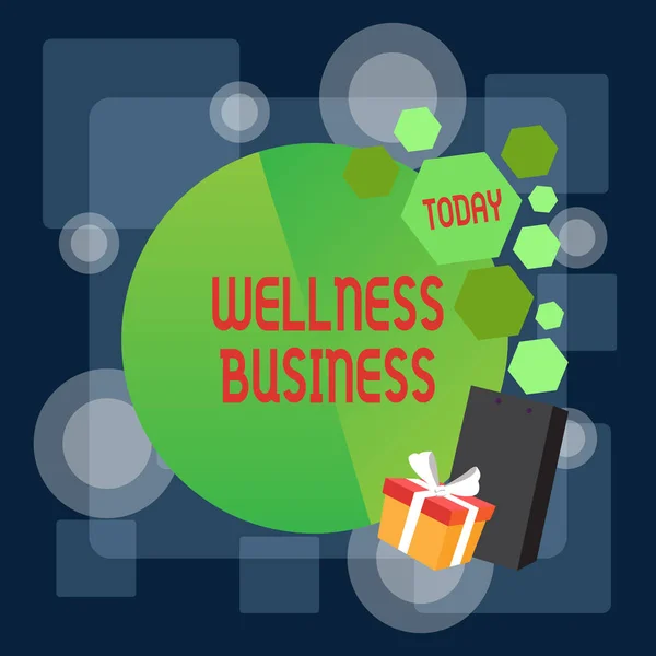 Skriva lapp som visar Wellness Business. Business photo showcasing Professionell satsning med fokus på hälsa sinne och kropp gratulationskort affisch presentförpackning Presentationsask Dekorerad av Bowknot. — Stockfoto