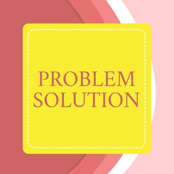 Pisanie tekstu Rozwiązanie problemu. Koncepcja biznesowa do rozwiązywania polega na stosowaniu ogólnych metod w uporządkowanym analizatorze Dashed Stipple Line Blank Square Colored Cutout Frame Bright tło. — Zdjęcie stockowe