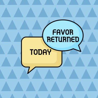 Favor Return'i gösteren metin işareti. Kavramsal fotoğraf Oval ve Dikdörtgen Şekil Örtüşen Boş Konuşma Kabarcıklar Çifti sizin için iyi bir iş yapmış birisi için iyi bir iş.