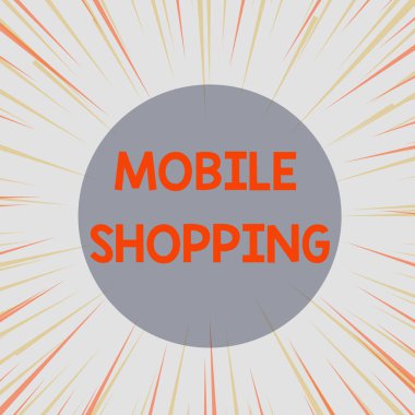 Kelime yazma metni Mobil Alışveriş. Mobil Güneş patlaması Sarı Turuncu Pastel Işınları Derinliği ve Perspektifi kullanarak mal ve hizmetlerin alım ve satımı konsepti.