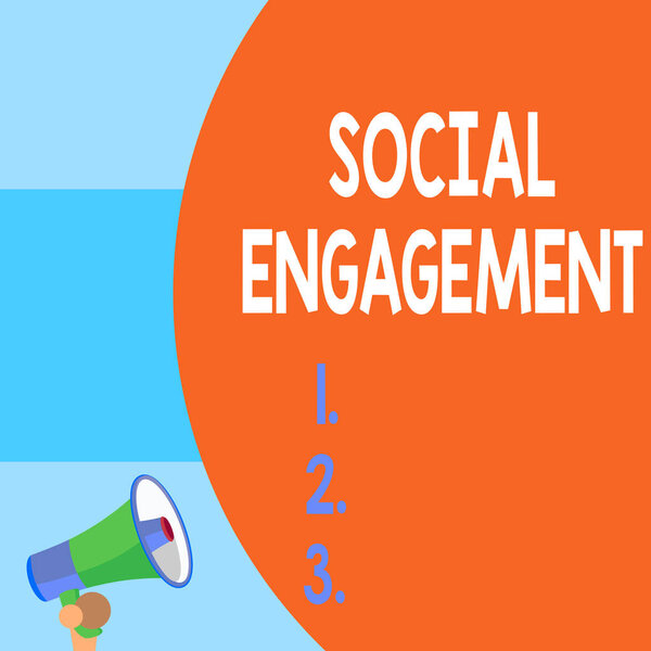 Почерк написания текста Социальная активность. Понятие, означающее степень вовлеченности в онлайн-сообщество или общество наполовину пустой огромный воздушный шар пустой текст с маленьким мегафоном. Анонс
.