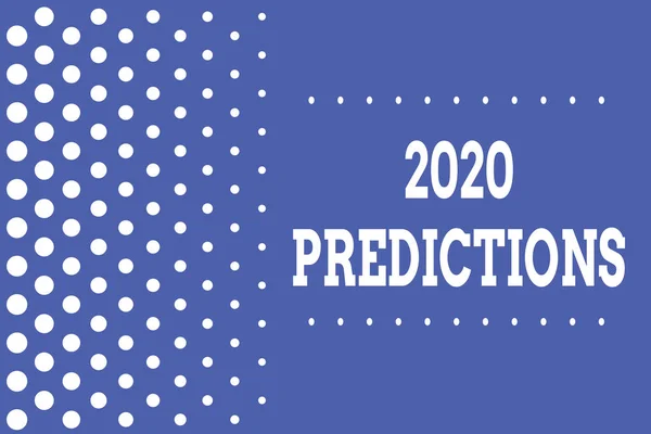 Handgeschreven tekst schrijven 2020 voorspellingen. Concept betekenis lijst van dingen die je voelt dat gaan gebeuren zonder bewijs afnemende punten grootte achtergrond andere helft zonder tekenen. Polka dots. — Stockfoto