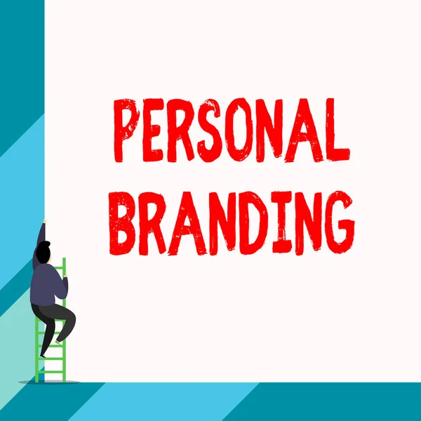 Writing note showing Personal Branding. Business photo showcasing Practice of People Marketing themselves Image as Brands Back view young long hair woman holding blank square announcement.