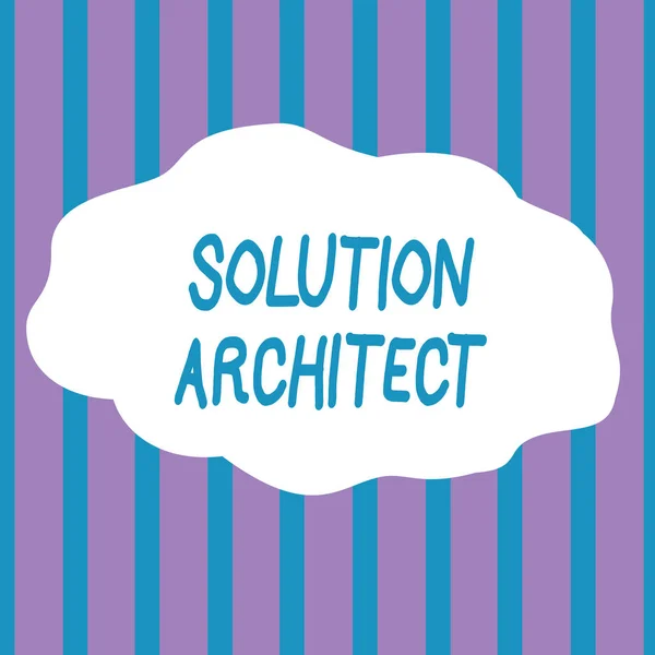 Text sign showing Solution Architect. Conceptual photo Design applications or services within an organization Seamless Vertical Stripes Pattern in Blue and Violet Alternate Color Strip.
