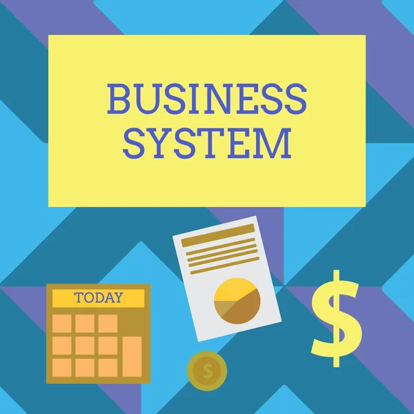 Text sign showing Business System. Conceptual photo A method of analyzing the information of organizations Computing Dollar Investment in Gold and Presenting Data thru Pie Chart Graph. — Stock Photo, Image