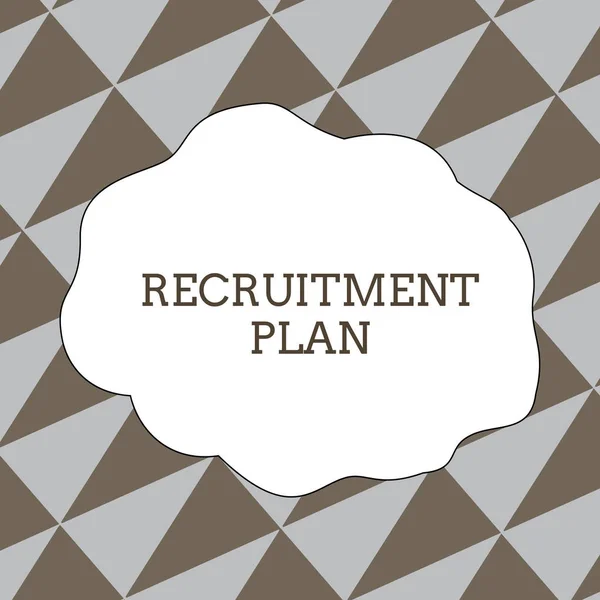 Writing note showing Recruitment Plan. Business photo showcasing saving money in order to use it when you quit working Seamless Isosceles Triangles Diagonally Gray and Brown Alternate Color.