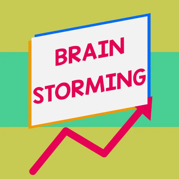 Rukopis napsaný v mozku storming. Koncepce znamená stimulace kreativního myšlení vývoj nových nápadů diskuse jeden prázdný obdélník nad jinou šipkou klikatě a zvyšuje prodej. — Stock fotografie