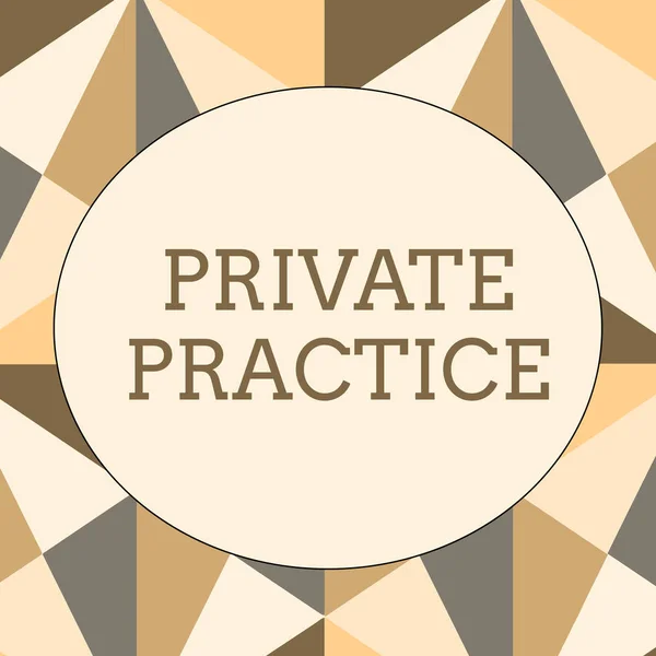 Handwriting text writing Private Practice. Concept meaning work of professional practitioner such as examining or lawyer Obtuse Triangle Shape in Earth Tone Forming Mosaic and Stained Glass Pattern.