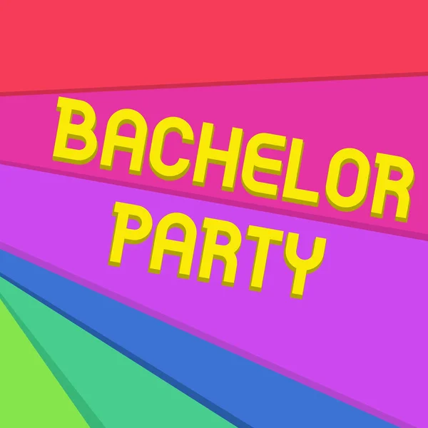 Handwriting text writing Bachelor Party. Concept meaning Party given for a analysis who is about to get married Stag night Multicolor Sheets of Cardboard Paper of Different Colors Placed Randomly.